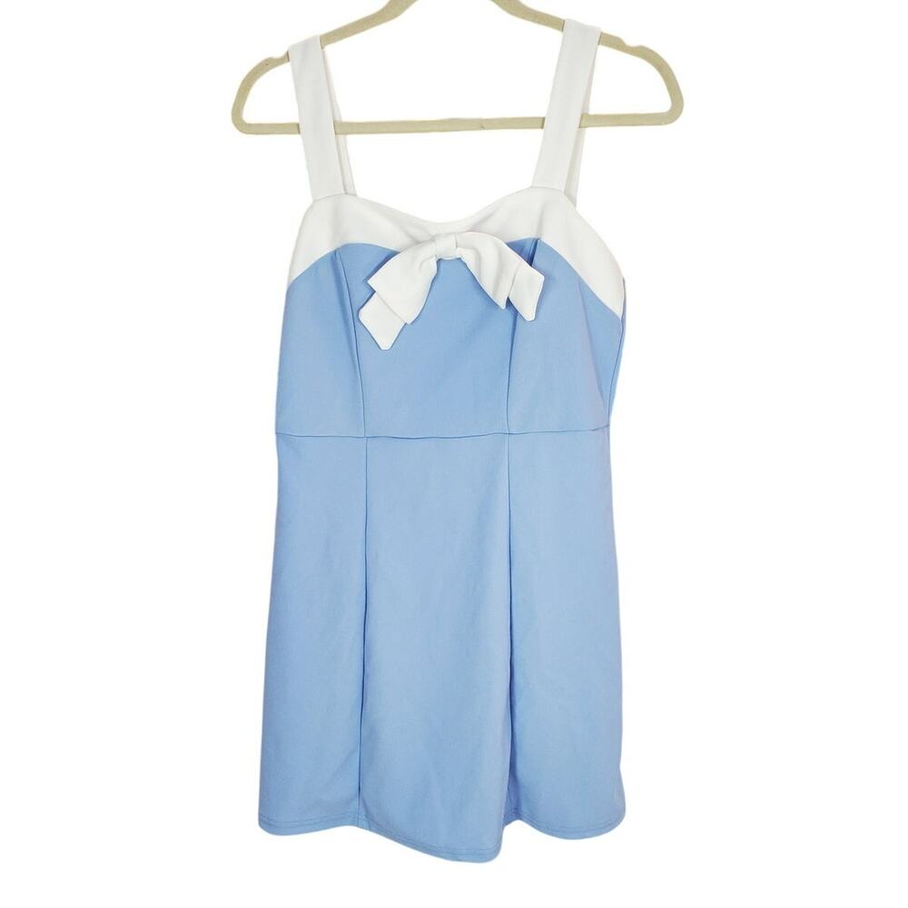 Shein Blue Bow Sleeveless Mini Dress Size Large
